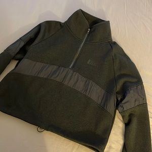 PINK 3/4 zip up cropped sweater